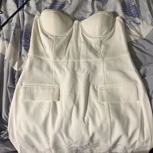 Fashion Nova Cream Sleeveless Dress